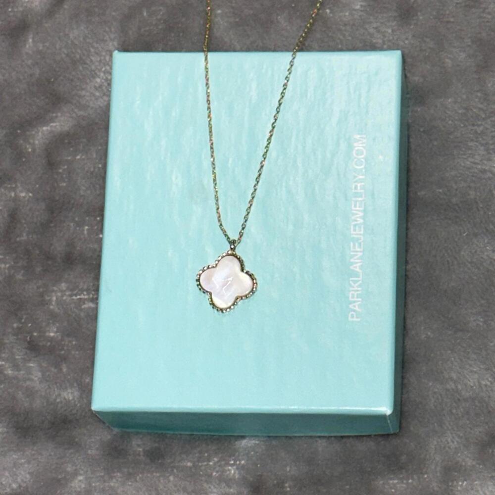 Park Lane Gold-Tone Mother of Pearl Clover Pendant Necklace